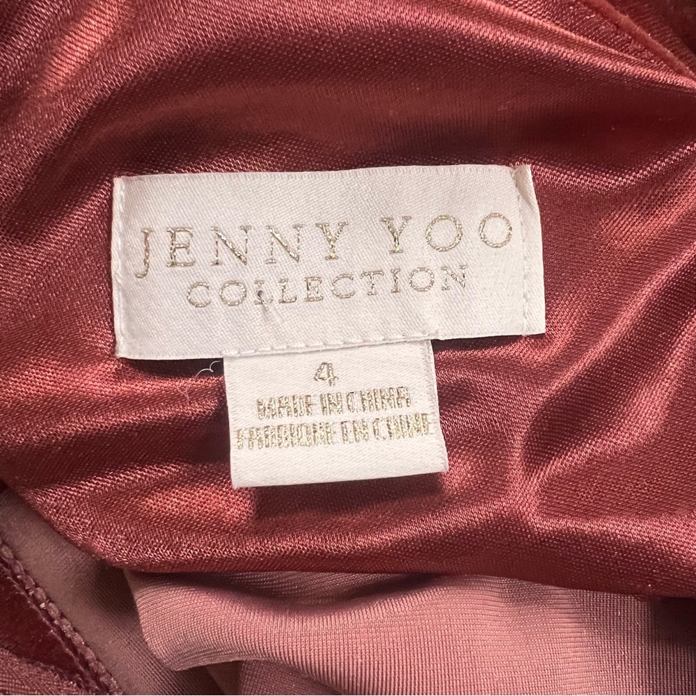 Jenny Yoo Malia Velvet Dress | English Rose | Size 4 | Front Slit - Picture 8 of 12
